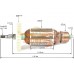 Ротор (Якорь) ИНТЕРСКОЛ УШМ-150/1300 13.04.02.01.00 (L-181 мм, D-43 мм, резьба М7.5 (шаг 1.5 мм))